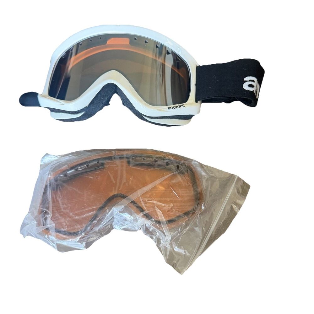 Anon Helix Ski Snowboard Goggles White Mirrored Lens Extra Amber Lens & Dust Bag